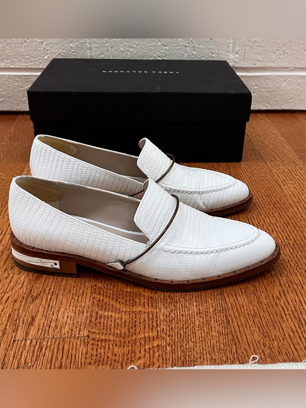 Freda Salvador White reptile-embossed loafers, 6 - Picture 6 of 12